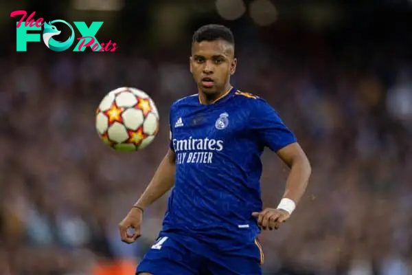 MANCHESTER, ENGLAND - Tuesday, April 26, 2022: Real Madrid's Rodrygo Silva de Goes during the UEFA Champions League Semi-Final 1st Leg game between Manchester City FC and Real Madrid CF at the City of Manchester Stadium. Manchester City won 4-3. (Pic by David Rawcliffe/Propaganda)