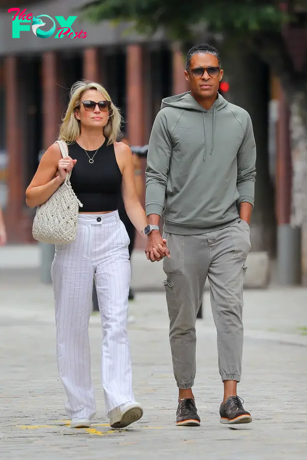 Amy Robach And TJ Holmes holding hands