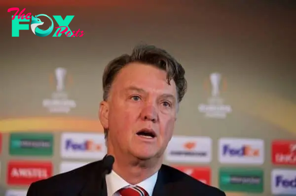 MANCHESTER, ENGLAND - Wednesday, March 9, 2016: Manchester United's manager Louis van Gaal during a press conference ahead of the UEFA Europa League Round of 16 1st Leg match against Liverpool FC. (Pic by David Rawcliffe/Propaganda)