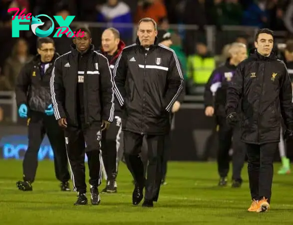 LONDON, ENGLAND - Wednesday, February 12, 2014: Fulham's manager Rene Meulensteen before the Premiership match against Liverpool at Craven Cottage. (Pic by David Rawcliffe/Propaganda)