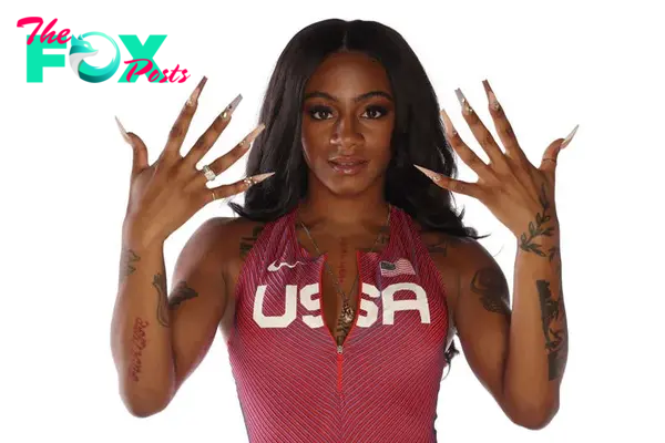 Sha'Carri Richardson poses during the Team USA Paris 2024 Olympic Portrait Shoot at NBC Universal Studios Stage 16 on November 17, 2023 in Los Angeles, California.