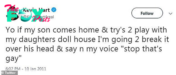 Hart had initially refused to apologize for a 2011 tweet in which he said he would tell his son it was gay to play with a doll house
