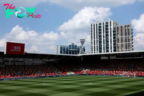 General view inside the stadium prior to the Premier League match between Brentford FC and Newcastle United at Brentford Community Stadium on May 1...