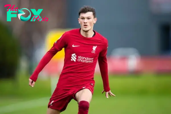 LIVERPOOL, ENGLAND - Sunday, January 8, 2023: Liverpool's Calvin Ramsay during the Premier League 2 Division 1 match between Liverpool FC Under-21's and Tottenham Hotspur FC Under-21's at the Liverpool Academy. (Pic by Jessica Hornby/Propaganda)
