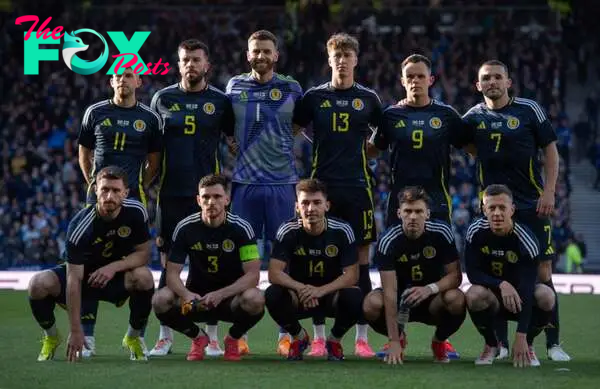 (Back row from left to right) Ryan Christie, Grant Hanley, Angus Gunn, Jack Hendry, Lawrence Shankland, John McGinn, (front row from left to right)...