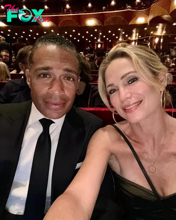 A selfie of AMy Robach and TJ Holmes