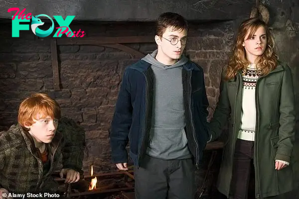 Big break: The actress first found fame as Hermione Granger in the Harry Potter film series (L-R) Rupert Grint, Daniel Radcliffe and Emma