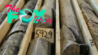 Stored core samples that are cylinder shaped, labelled 5929.