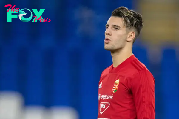 CARDIFF, WALES - Monday, November 18, 2019: Hungary's Dominik Szoboszlai during a training session at the Cardiff City Stadium ahead of the final UEFA Euro 2020 Qualifying Group E match between Wales and Hungary. (Pic by David Rawcliffe/Propaganda)