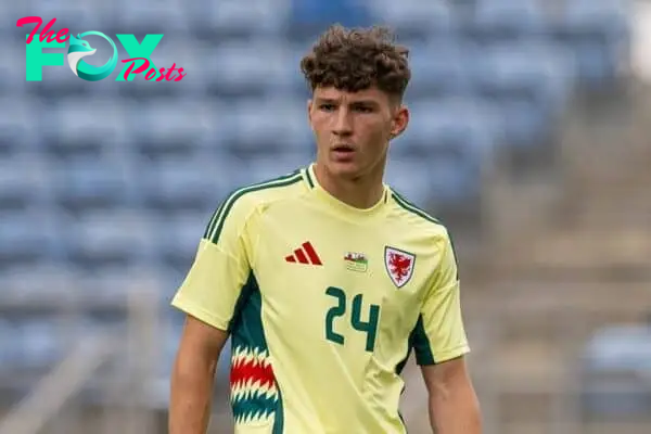 FARO, PORTUGAL - Thursday, June 6, 2024: Wales' Lewis Koumas during an International Friendly match between Gibraltar and Wales at the Estadio Algarve. (Photo by Carlos Rodrigues/Propaganda)