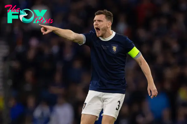 GLASGOW, SCOTLAND - Tuesday, September 12, 2023: Scotland's Andy Robertson during an International Friendly match between Scotland and England at Hampden Park. (Pic by David Rawcliffe/Propaganda)