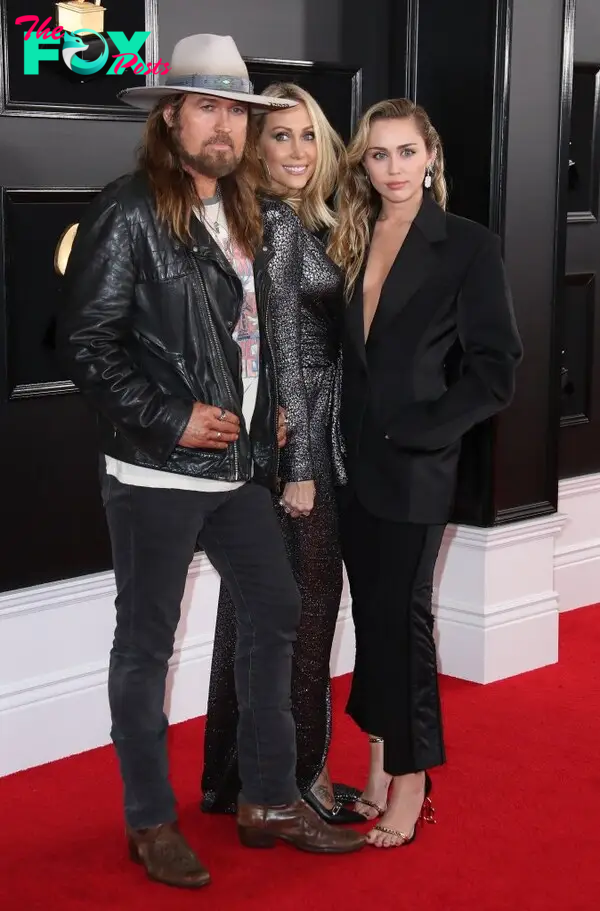 Billy Ray Cyrus, Tish Cyrus, and Miley Cyrus in 2019. 