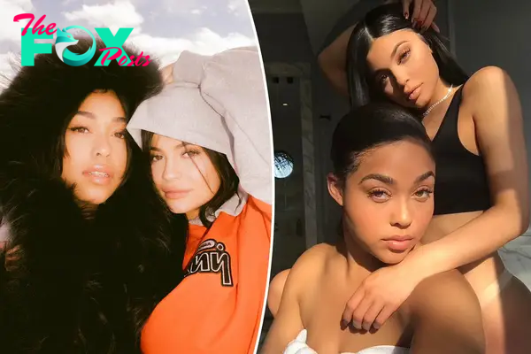 Kylie Jenner and Jordyn Woods split image;