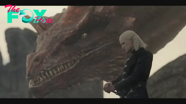 Daemon Targaryen (Matt Smith) and his dragon Caraxes in 'House of the Dragon' Season 1
