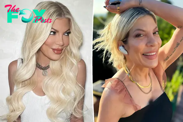 Tori Spelling split image.