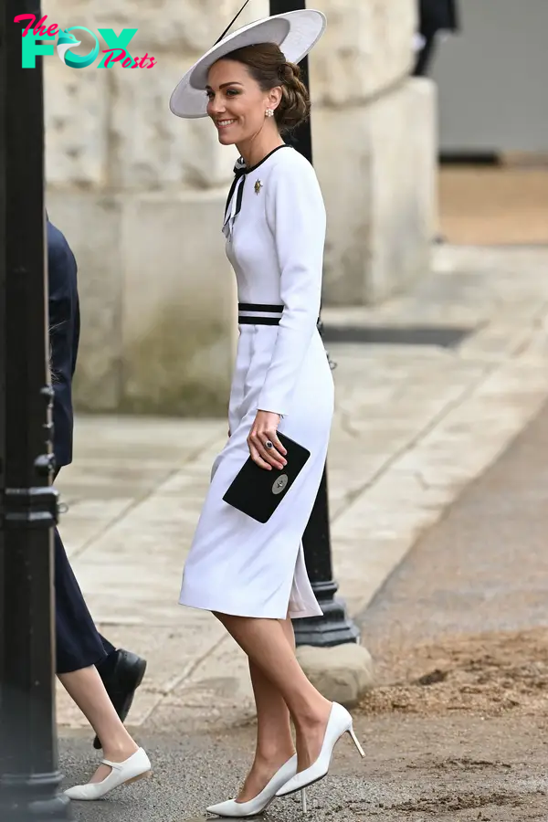 Britain's Catherine, Princess of Wales, arrives to Horse Guards Parade for the King's Birthday Parade "Trooping the Colour" in London on June 15, 2024.