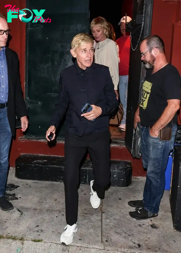Ellen DeGeneres and Portia De Rossi leave Largo.