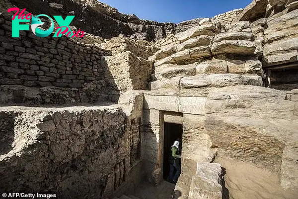 The entrance of a newly-discovered tomb belonging to the high priest 'Wahtye' who served during the fifth dynasty reign of King Neferirkare between 2500 to 2300 BC