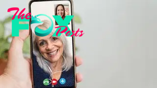 A video call between two women is shown on a smartphone.