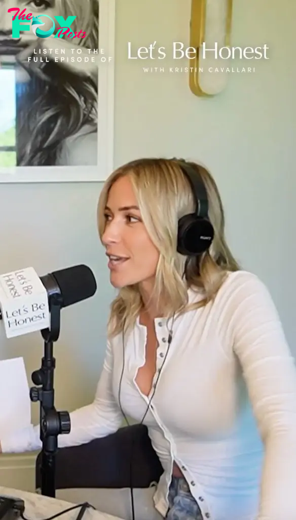 Kristin Cavallari talking on her podcast.