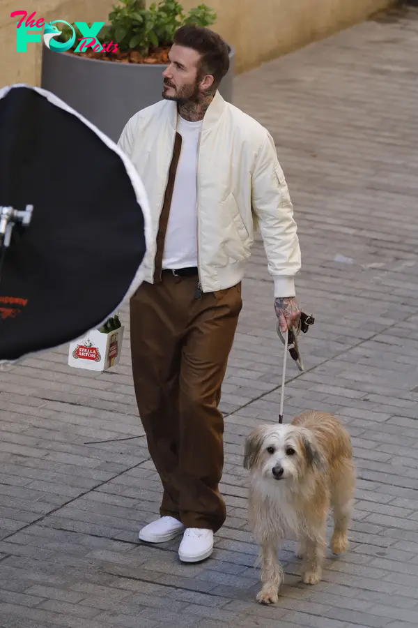 The dad of four walked a dog in some scenes