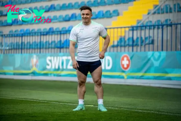 BAKU, AZERBAIJAN - Tuesday, June 8, 2021: Switzerland's Xherdan Shaqiri during a training session at the Dalga Arena on day one of their UEFA Euro 2020 tournament. (Pic by David Rawcliffe/Propaganda)