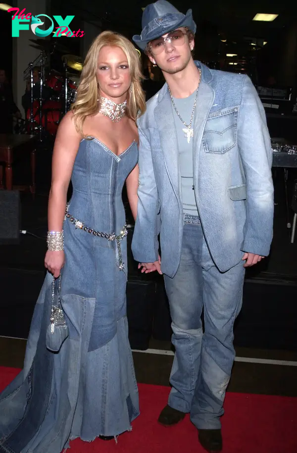 Britney Spears and Justin Timberlake pose together 