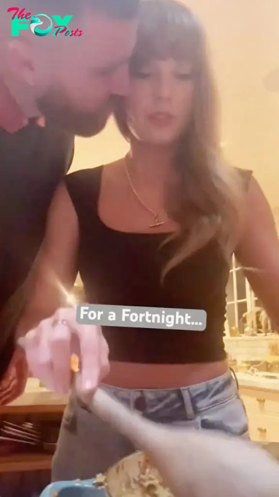 Travis Kelce and Taylor Swift cooking together. 