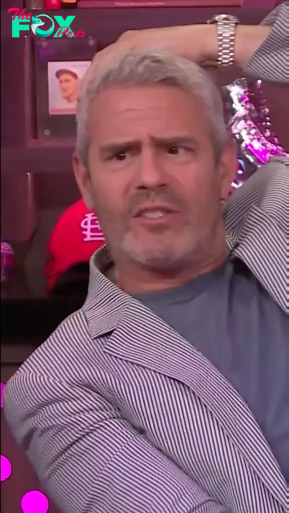 Andy Cohen being hit with a bottle on "Watch What Happens Live with Andy Cohen." 