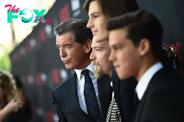 Pierce Brosnan and his sons Sean, Dylan and Paris