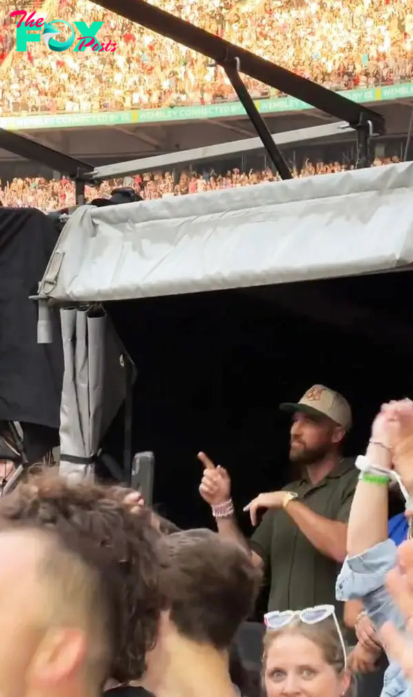 Travis Kelce dancing at Taylor Swift's concert in London