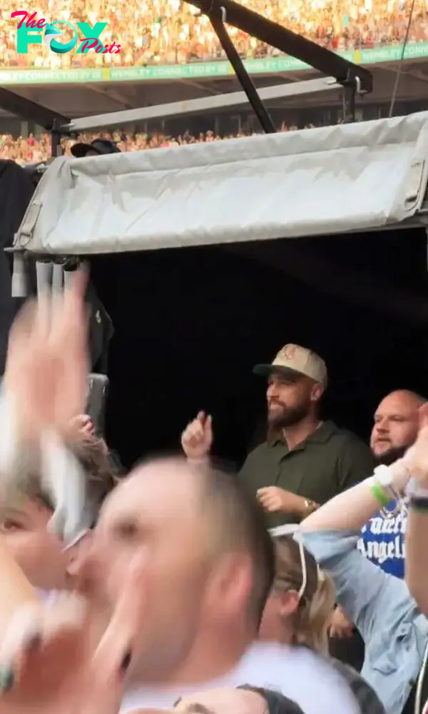 Travis Kelce dancing at Taylor Swift's concert in London