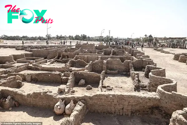 A view of the ruins of a 3000 year-old lost city on April 10, 2021 in Luxor, Egypt. A 3,000-year-old "lost golden city" known as Aten has been unearthed in the southern city of Luxor, a discovery that could be the second most important archaeological discovery since the tomb of Tutankhamun. The lost city, is believed to have been founded by King Amenhotep III and to be the largest administrative and industrial settlement in that era