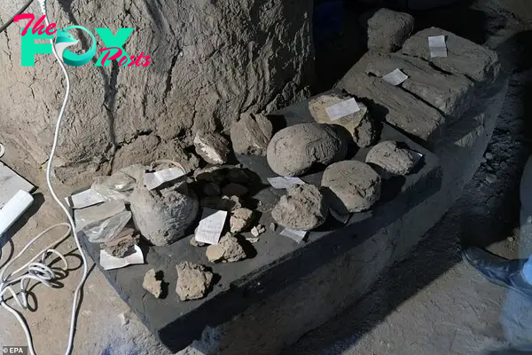 Archaeologists unearthed the well-preserved city that had nearly complete walls and rooms filled with tools used in daily life along with rings, scarabs, colored pottery vessels (pictured) and mud bricks bearing seals of Amenhotep's cartouche