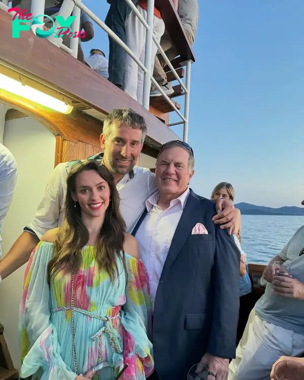 Bill Belichick and Jordon Hudson with a friend on a boat.