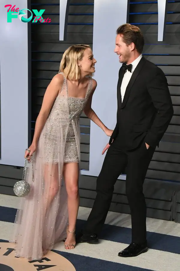 Margot Robbie and Tom Ackerley attend the 2018 Vanity Fair Oscar Party.