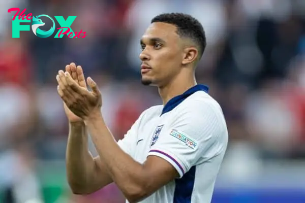 FRANKFURT, GERMANY - Thursday, June 20, 2024: England's Trent Alexander-Arnold after the UEFA Euro 2024 Group C match between Denmark and England at the Waldstadion. The game ended in a 1-1 draw. (Photo by David Rawcliffe/Propaganda)