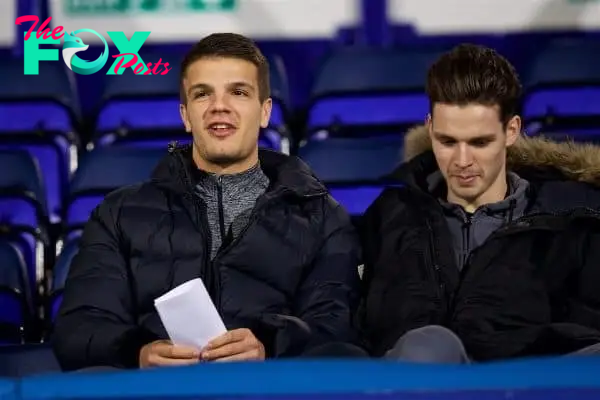 BIRKENHEAD, ENGLAND - Monday, March 13, 2017: Liverpool's Tom Brewitt watches from the stands as the Reds take on Chelsea during the Under-23 FA Premier League 2 Division 1 match at Prenton Park. (Pic by David Rawcliffe/Propaganda)