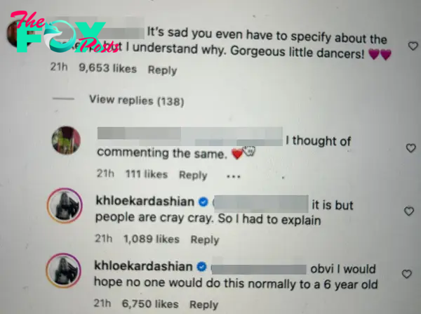 Khloé Kardashian's Instagram comments.