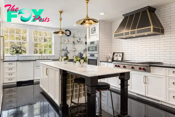 Michael Douglas and Catherine Zeta-Jones's New York home kitchen. 