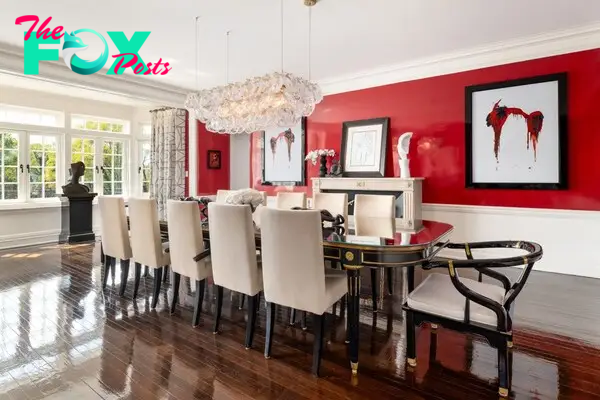 Michael Douglas and Catherine Zeta-Jones's New York home dining room. 