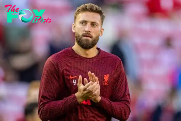 LIVERPOOL, ENGLAND - Sunday, July 31, 2022: Liverpool's Nathaniel Phillips during the pre-match warm-up before a pre-season friendly match between Liverpool FC and RC Strasbourg Alsace at Anfield. Strasbourg won 3-0. (Pic by David Rawcliffe/Propaganda)