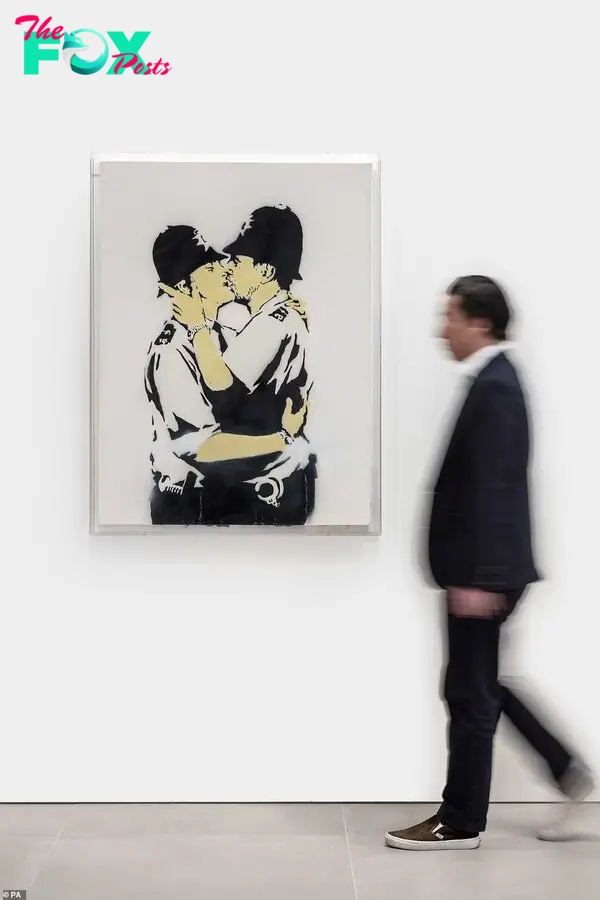 ValuaƄle: Kissing Coppers Ƅy Banksy froм RoƄƄie Williaмs's collection. All three are expected to fetch мillions