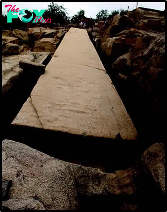 The large unfinished obelisk in the Aswan quarry. (Author provided)