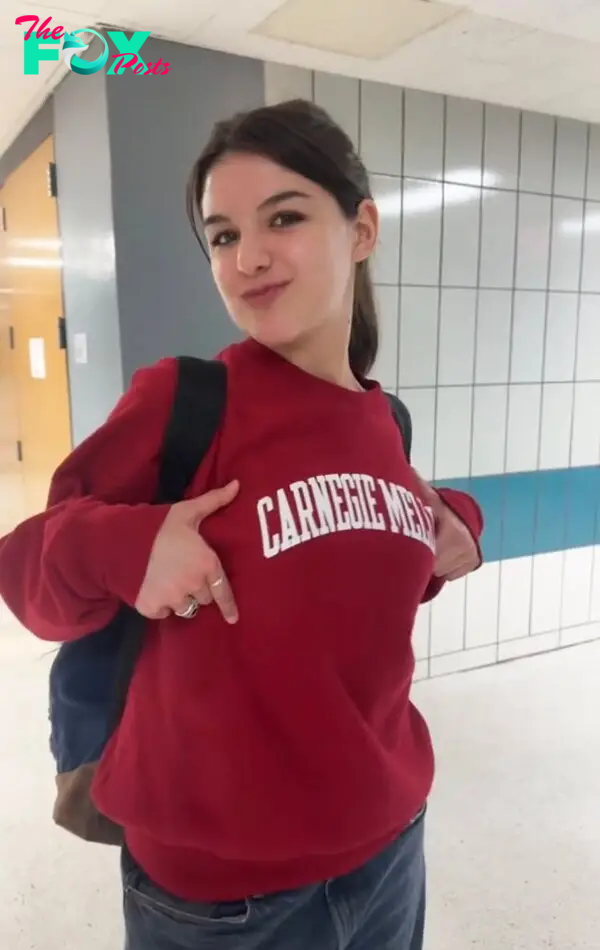 Suri Cruise wearing a Carnegie Mellon sweatshirt. 