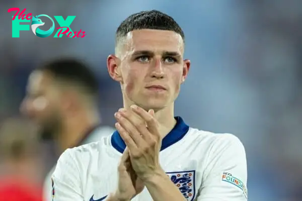 COLOGNE, GERMANY - Tuesday, June 25, 2024: England's Phil Foden after the UEFA Euro 2024 Group C match between England and Slovenia at the Müngersdorfer Stadium. The game finished in a goal-less draw. (Photo by David Rawcliffe/Propaganda)