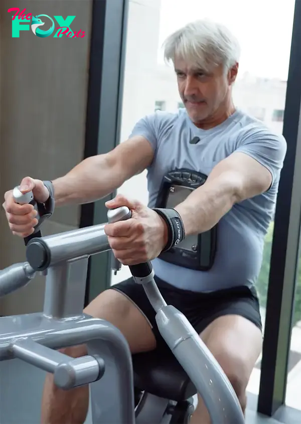 Bronson Pinchot working out.