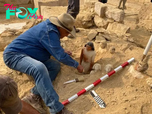 PHOTO: Egyptian archaeologist Zahi Hawass, the director of the Egyptian excavation team, works at the site of the Step Pyramid of Djoser in Saqqara, 15 miles southwest of Cairo, Egypt, Jan. 26, 2023.