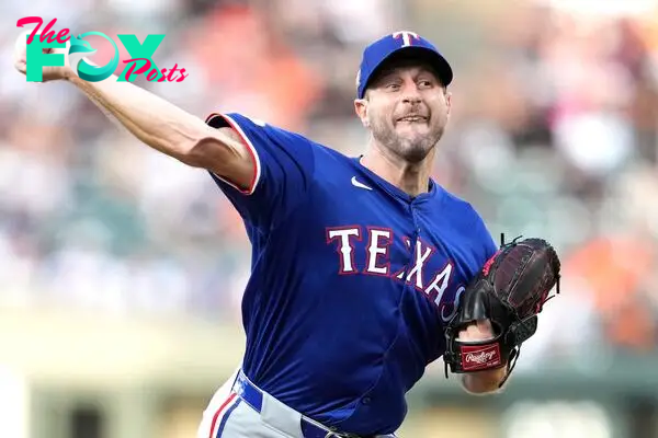 BALTIMORE, MD - JUNE 28: Max Scherzer #31 of the Texas Rangers pitches in the second inning during a baseball game against the Baltimore Orioles at the Oriole Park at Camden Yards on June 28, 2024 in Baltimore, Maryland.   Mitchell Layton/Getty Images/AFP (Photo by Mitchell Layton / GETTY IMAGES NORTH AMERICA / Getty Images via AFP)