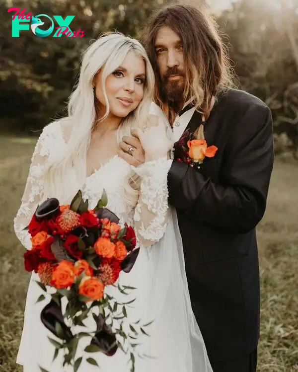 Firerose Cyrus and Billy Ray Cyrus on their wedding day.